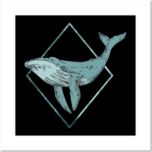 Blue Whale Geometric Posters and Art